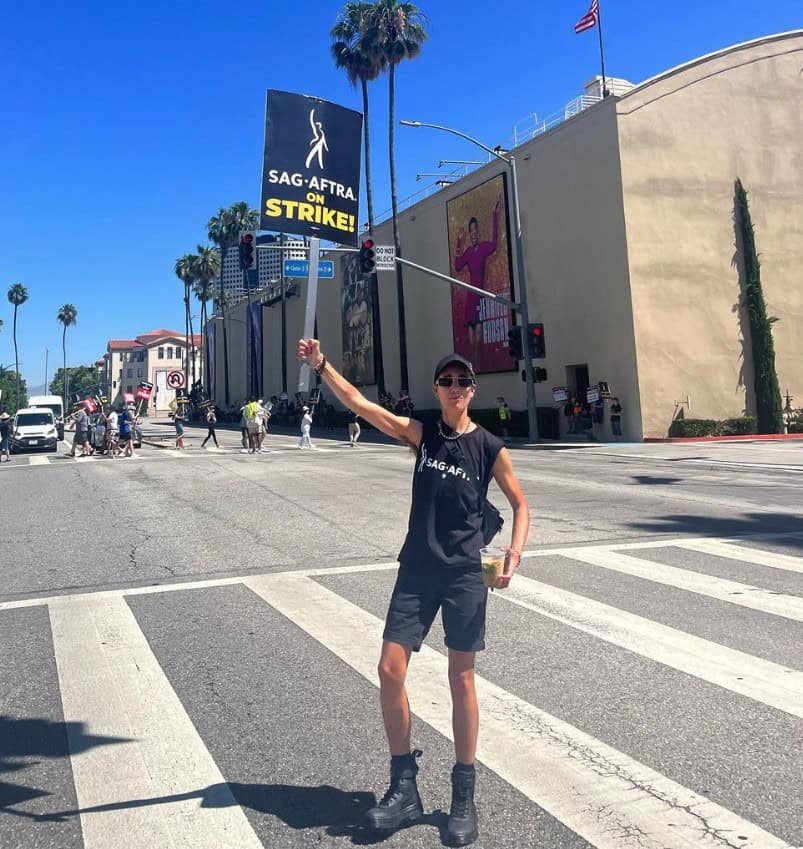 Vico Ortiz on SAG-AFTRA picket line in Hollywood
